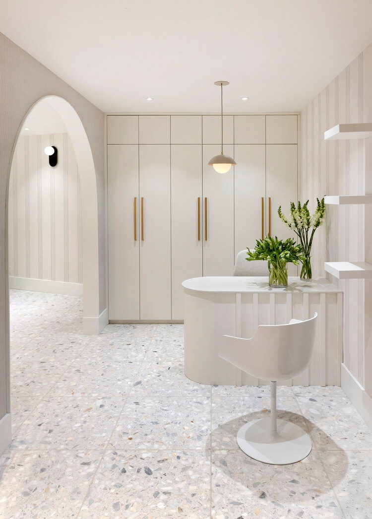 Wish Dry Bar Vancouver reception area with terrazzo floors