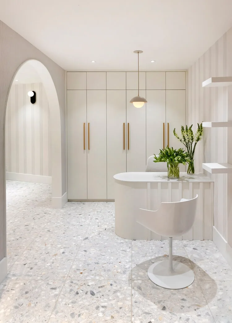Wish Dry Bar Vancouver reception area with terrazzo floors