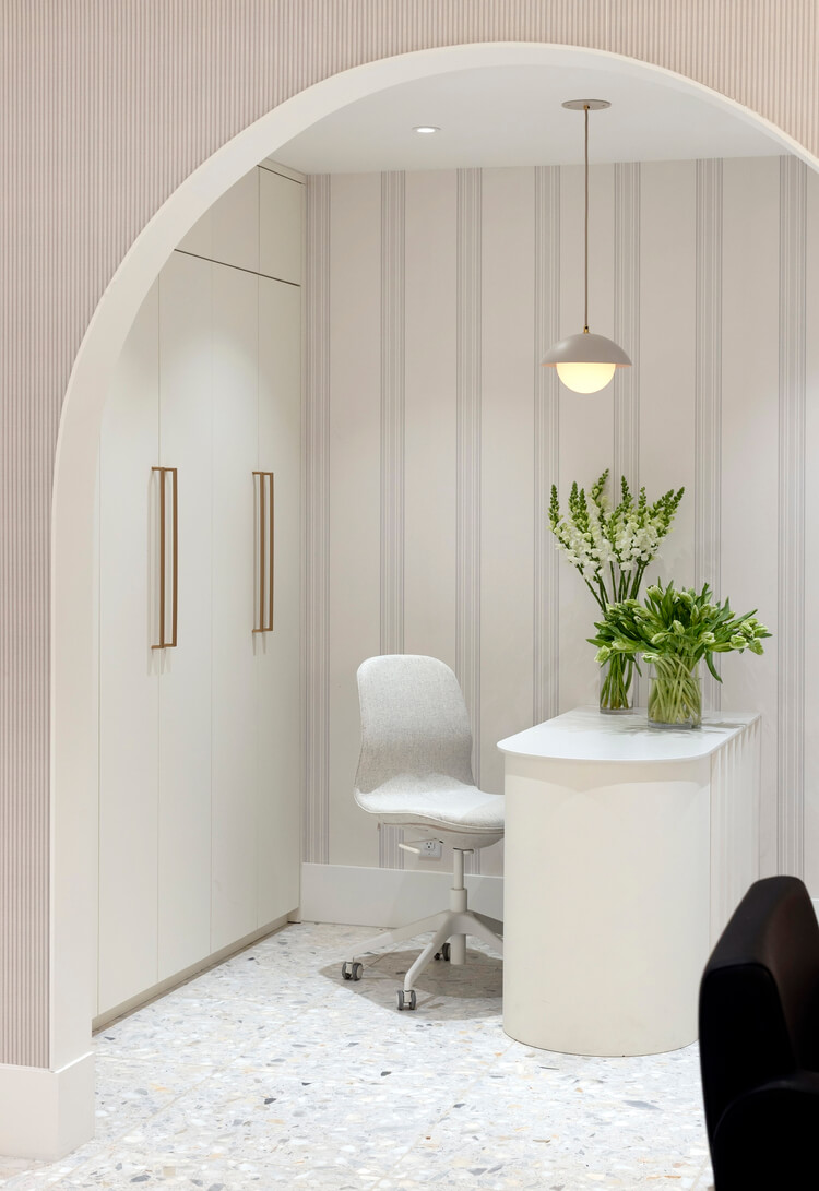 Wish Dry Bar Vancouver seating area through archway