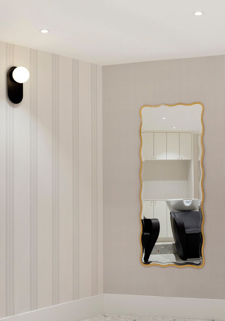 Wish Dry Bar Vancouver wavy mirror detail