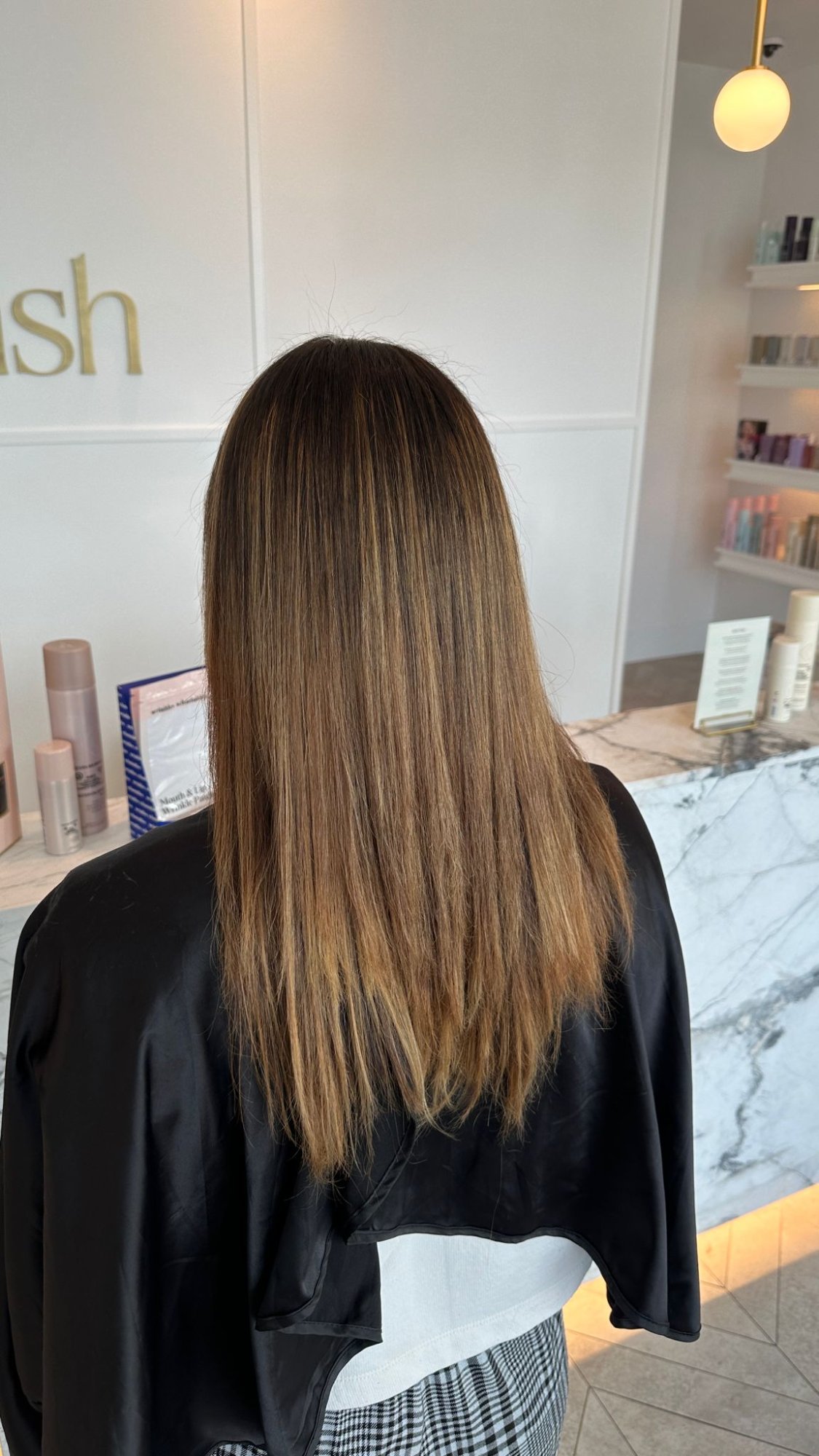 Cezanne keratin treatment results showing smooth, frizz-free, shiny hair at Wish Dry Bar